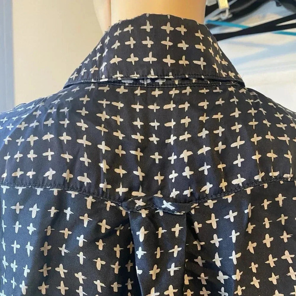 Rebecca Minkoff Womens Black Tan Abstract Silk Long Sleeve Button-Up Shirt Sz 2 - Picture 12 of 13